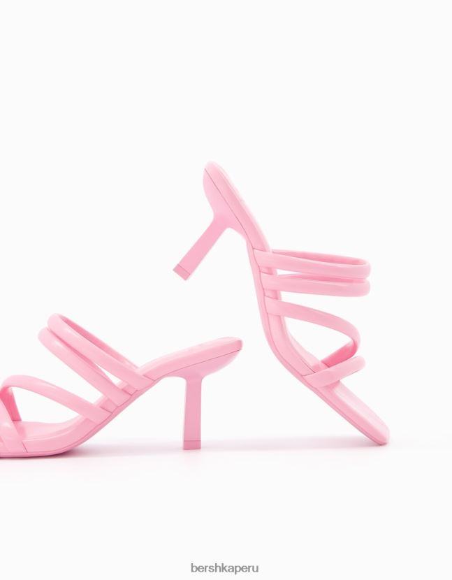 rosa Bershka mujer sandalias con tiras y tacón de aguja 806J6B2165