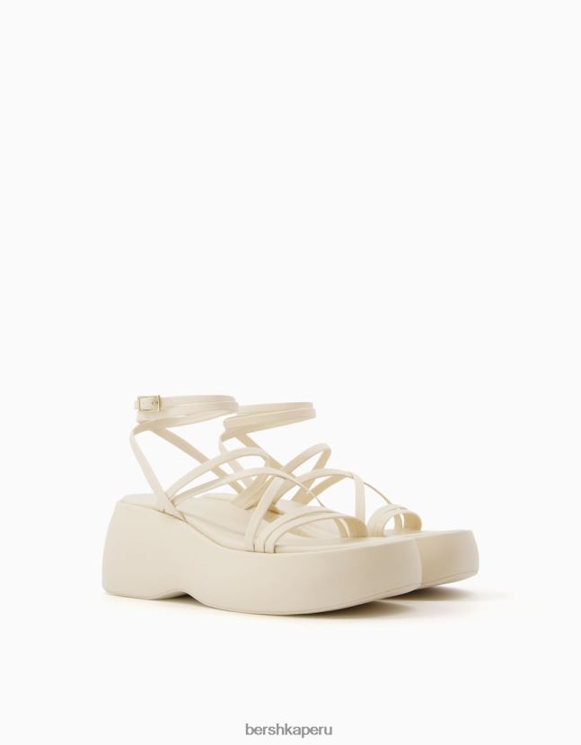 crudo Bershka mujer sandalias de tiras con plataforma y pulsera en el tobillo 806J6B2207