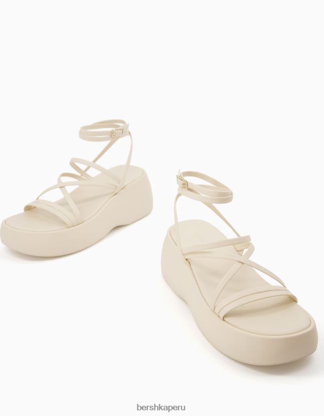 crudo Bershka mujer sandalias de tiras con plataforma y pulsera en el tobillo 806J6B2207
