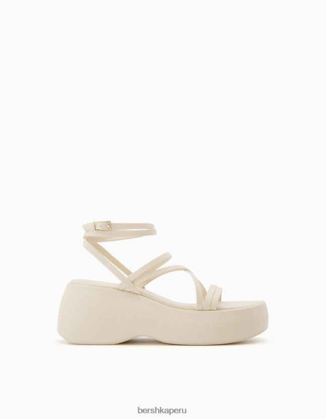 crudo Bershka mujer sandalias de tiras con plataforma y pulsera en el tobillo 806J6B2207