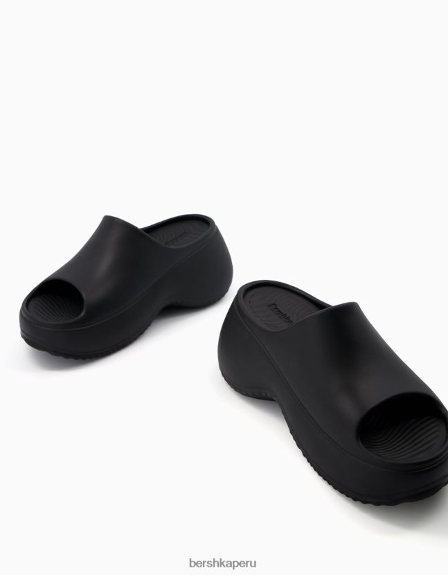 negro Bershka mujer sandalias con plataforma de goma 806J6B2223