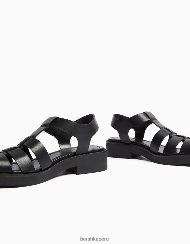 negro Bershka mujer sandalias planas con diseño de jaula 806J6B1895