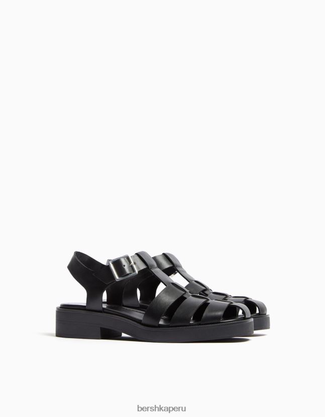 negro Bershka mujer sandalias planas con diseño de jaula 806J6B2217