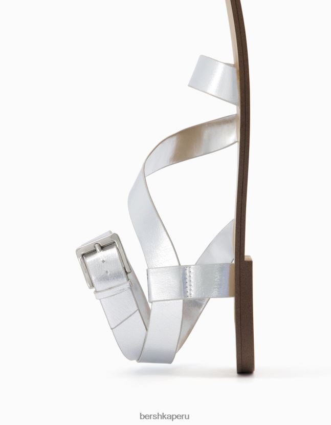 plata Bershka mujer sandalias planas con pulsera en el tobillo 806J6B2215