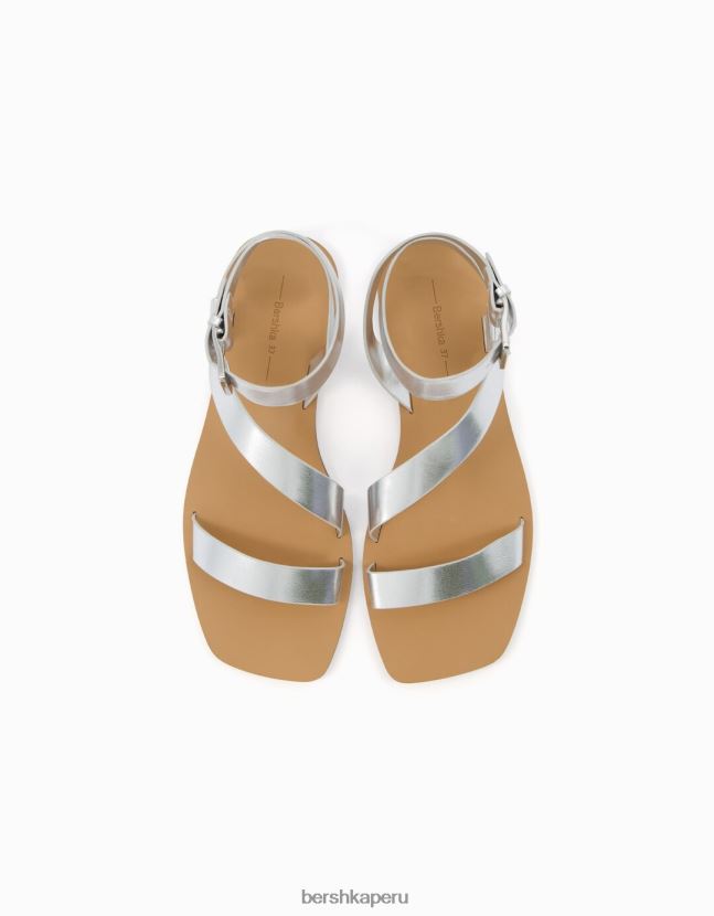 plata Bershka mujer sandalias planas con pulsera en el tobillo 806J6B2215