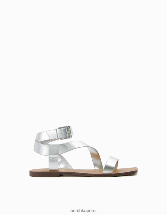 plata Bershka mujer sandalias planas con pulsera en el tobillo 806J6B2215