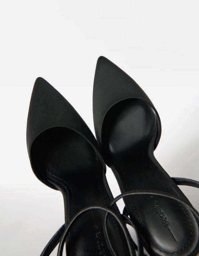 negro Bershka mujer zapatos de tacón con tiras destalonadas 806J6B2261