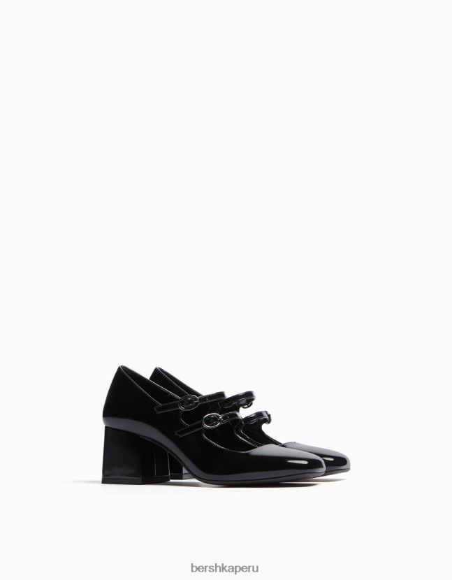 negro Bershka mujer zapatos de tacón de bloque mary jane 806J6B2268