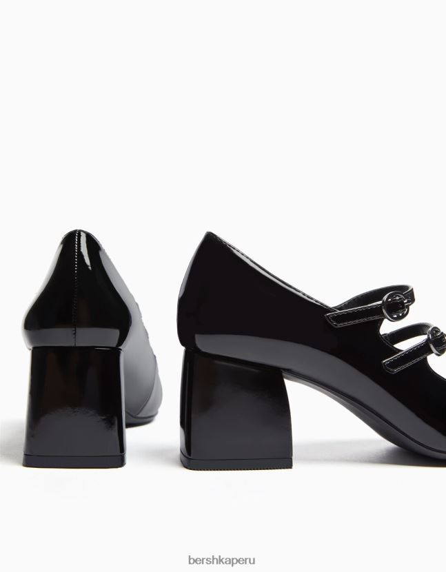 negro Bershka mujer zapatos de tacón de bloque mary jane 806J6B2268
