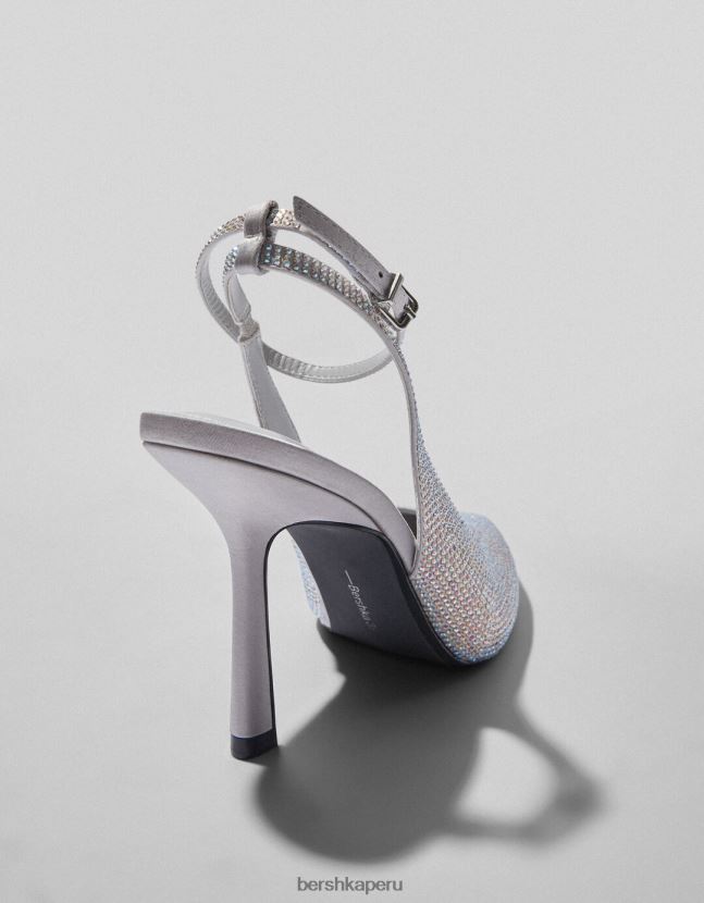 plata Bershka mujer zapatos destalonados con tacón alto y pedrería 806J6B2265