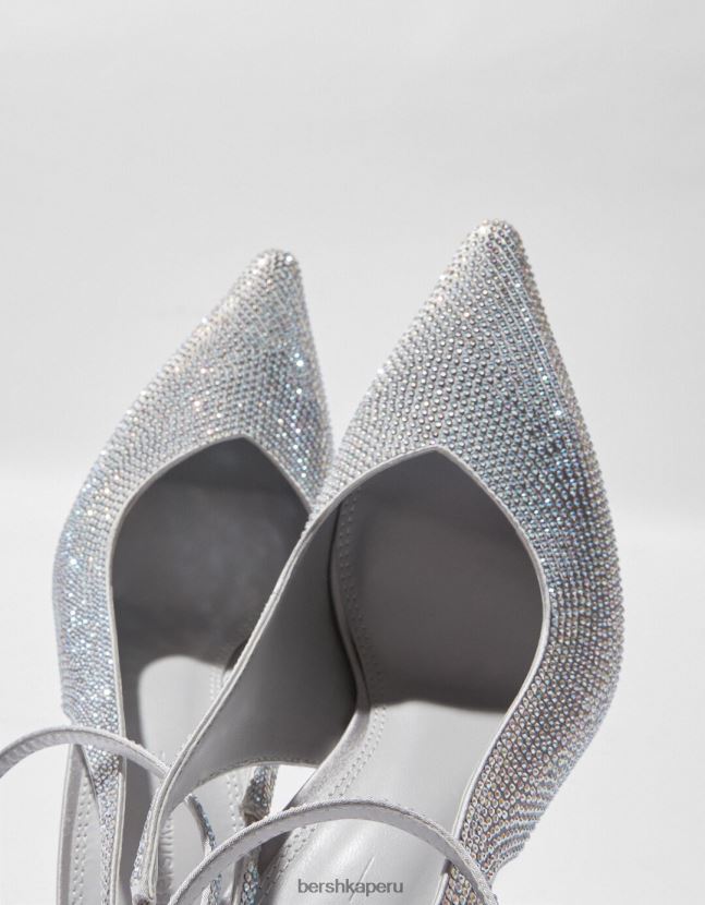 plata Bershka mujer zapatos destalonados con tacón alto y pedrería 806J6B2265
