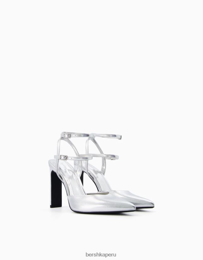 plata Bershka mujer zapatos destalonados metalizados con tacón alto 806J6B2245