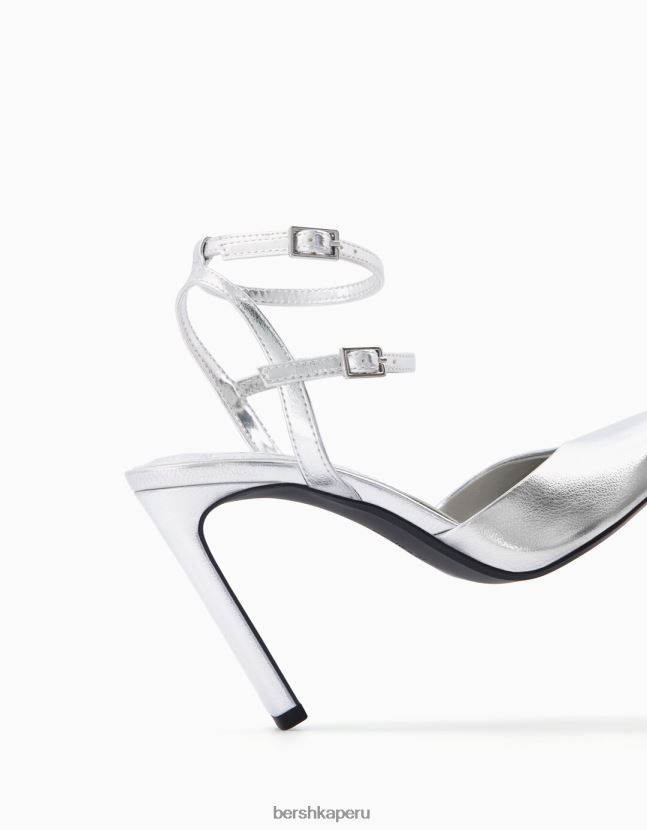 plata Bershka mujer zapatos destalonados metalizados con tacón alto 806J6B2245