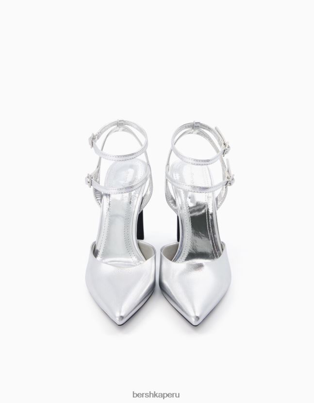 plata Bershka mujer zapatos destalonados metalizados con tacón alto 806J6B2245