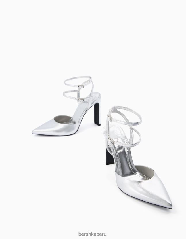plata Bershka mujer zapatos destalonados metalizados con tacón alto 806J6B2245