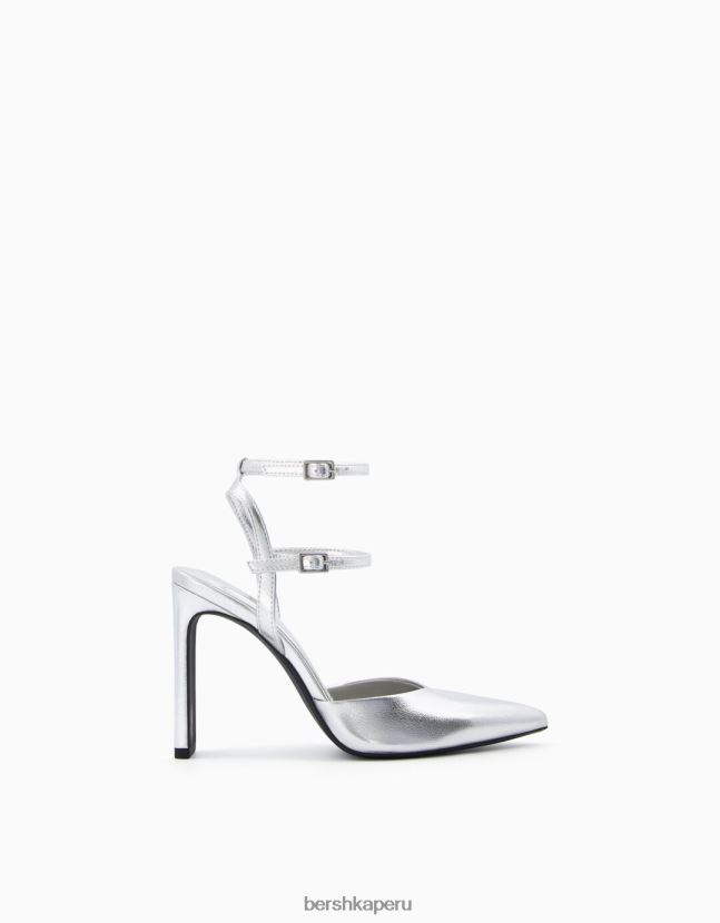 plata Bershka mujer zapatos destalonados metalizados con tacón alto 806J6B2245