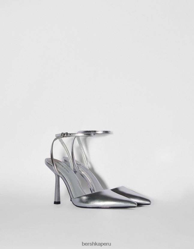 plata Bershka mujer zapatos destalonados metalizados con tacón alto 806J6B2256