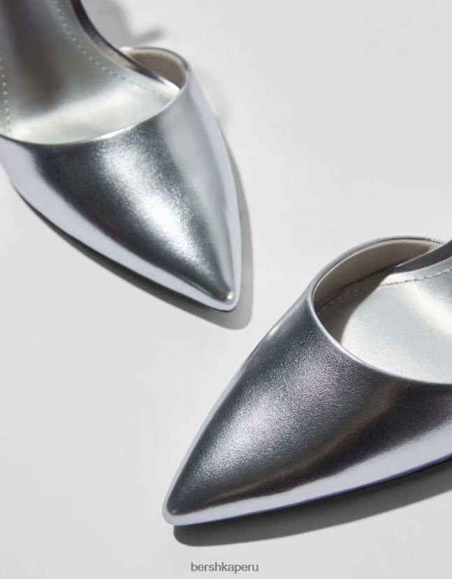 plata Bershka mujer zapatos destalonados metalizados con tacón alto 806J6B2256