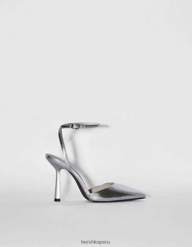 plata Bershka mujer zapatos destalonados metalizados con tacón alto 806J6B2256