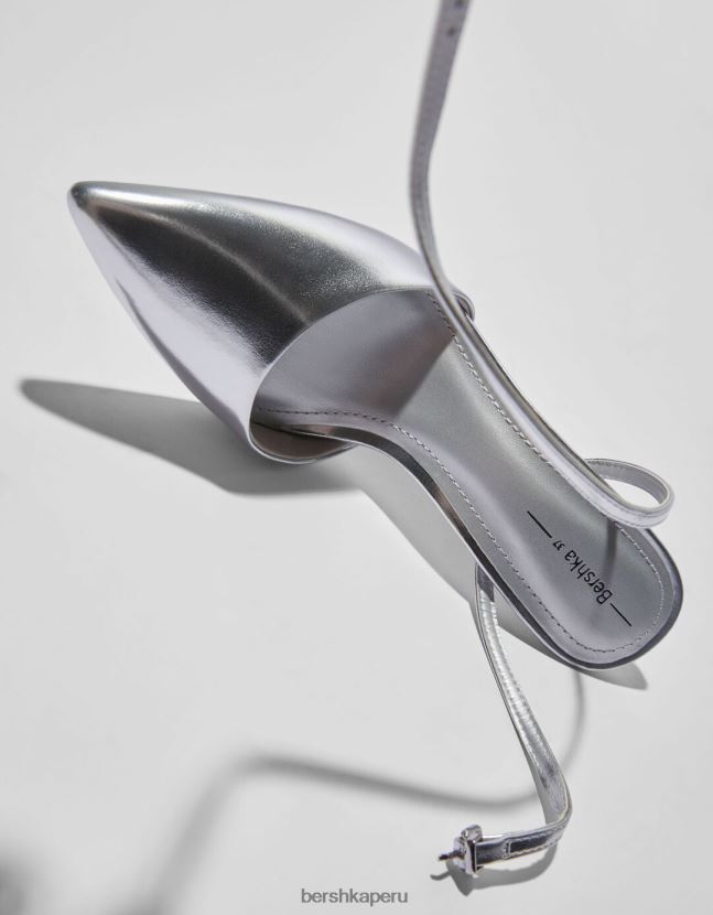 plata Bershka mujer zapatos destalonados metalizados con tacón alto 806J6B2266