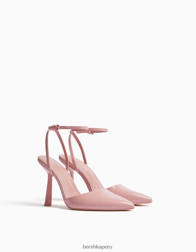 rosa Bershka mujer zapatos de tacón con tiras destalonadas 806J6B2263