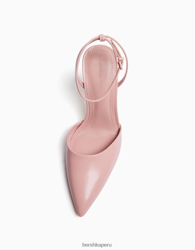 rosa Bershka mujer zapatos de tacón con tiras destalonadas 806J6B2263