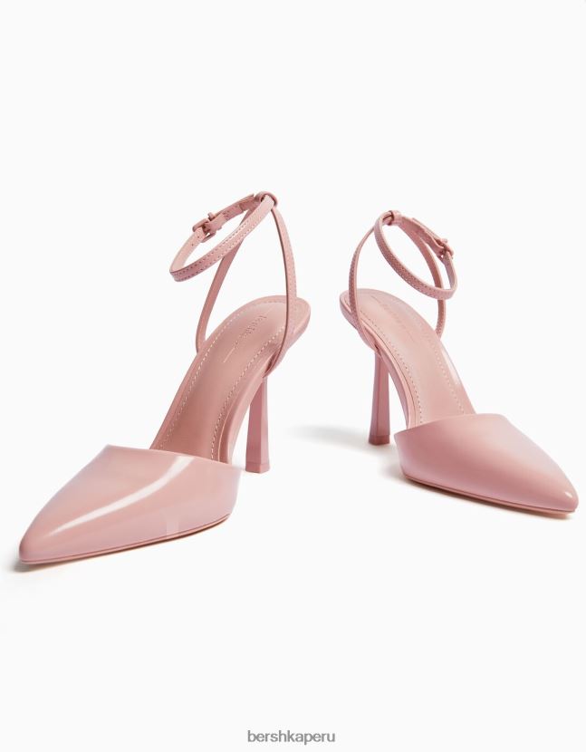 rosa Bershka mujer zapatos de tacón con tiras destalonadas 806J6B2263
