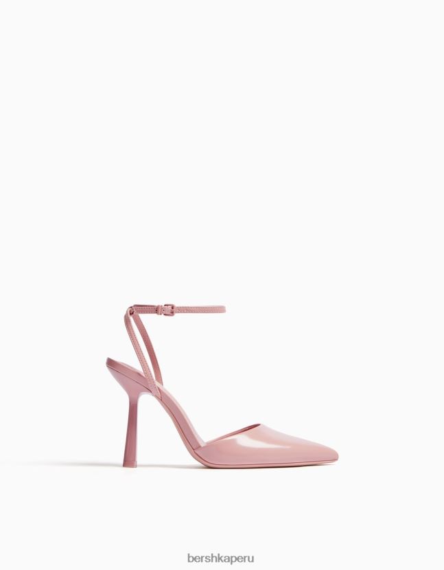 rosa Bershka mujer zapatos de tacón con tiras destalonadas 806J6B2263