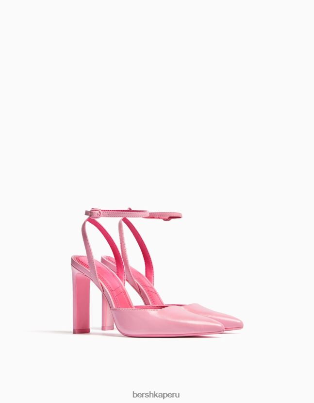 rosa Bershka mujer zapatos de tacón con tiras destalonadas 806J6B2267