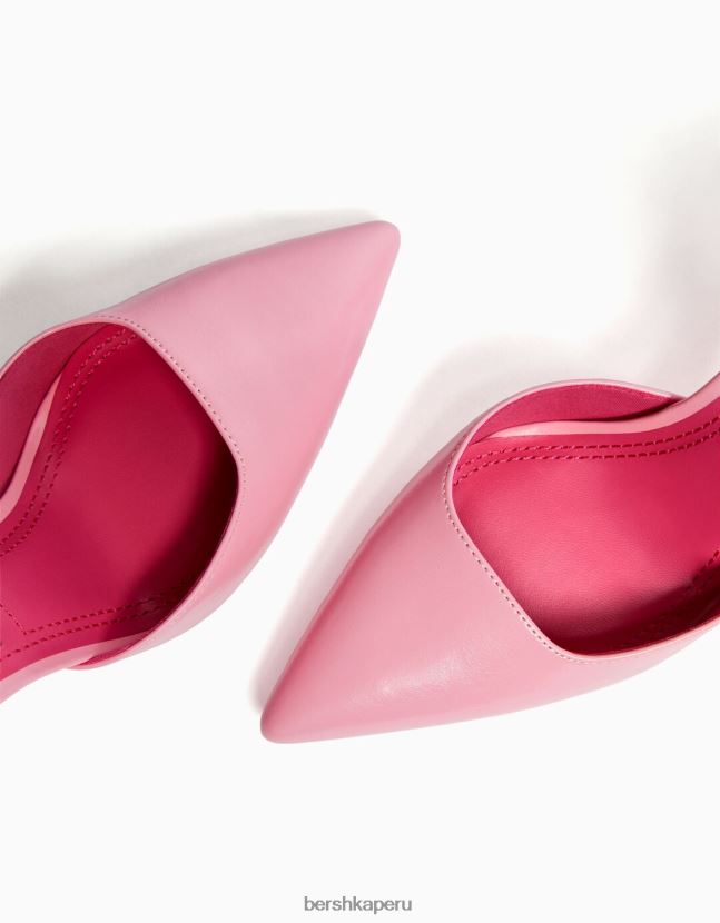 rosa Bershka mujer zapatos de tacón con tiras destalonadas 806J6B2267