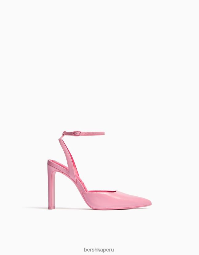 rosa Bershka mujer zapatos de tacón con tiras destalonadas 806J6B2267