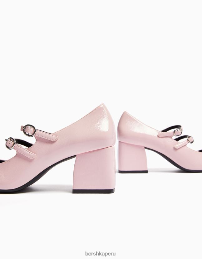 rosa Bershka mujer zapatos de tacón de bloque mary jane 806J6B2270