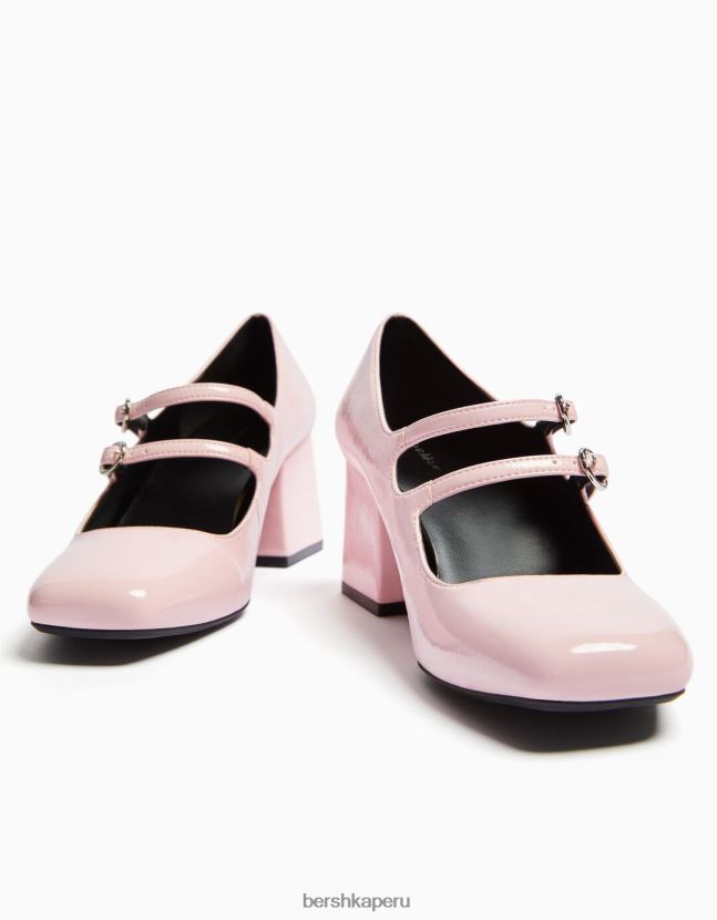 rosa Bershka mujer zapatos de tacón de bloque mary jane 806J6B2270