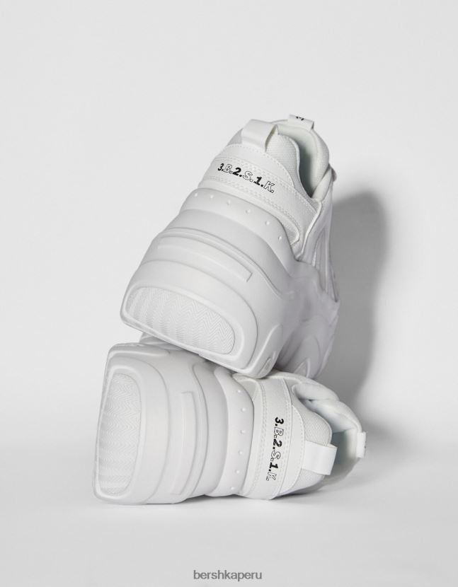 blanco Bershka mujer deportivas con malla a contraste y suela xl 806J6B2098
