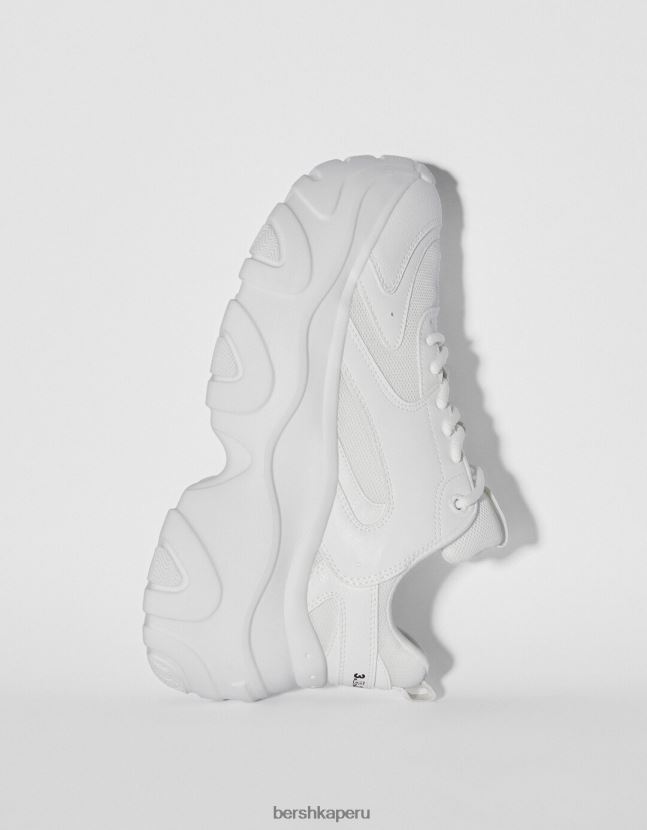blanco Bershka mujer deportivas con malla a contraste y suela xl 806J6B2098