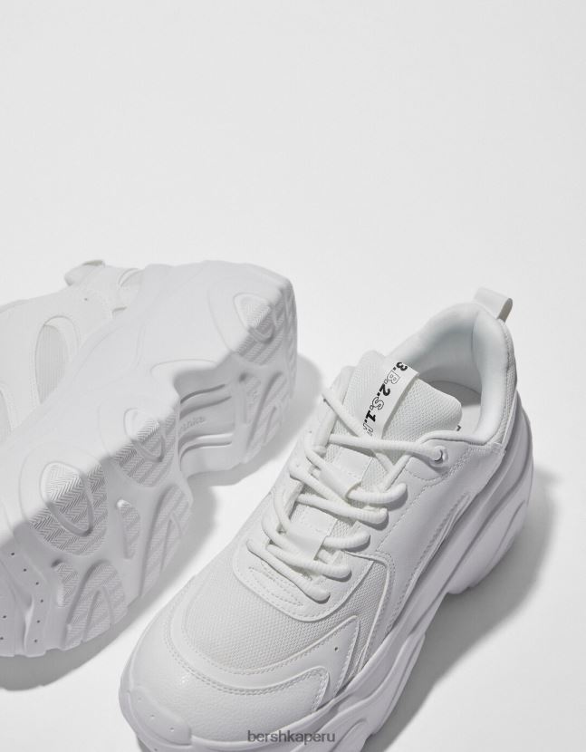 blanco Bershka mujer deportivas con malla a contraste y suela xl 806J6B2098