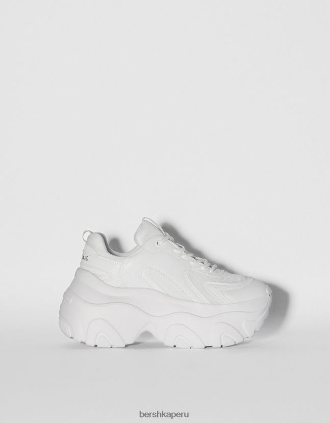 blanco Bershka mujer deportivas con malla a contraste y suela xl 806J6B2098