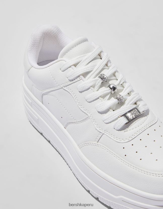 blanco Bershka mujer tenis con plataforma de strass 806J6B2101
