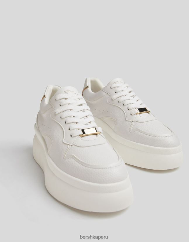 blanco Bershka mujer tenis con plataforma decorativa 806J6B2096