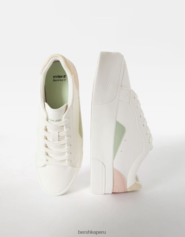 blanco Bershka mujer tenis con plataforma en contraste 806J6B2124