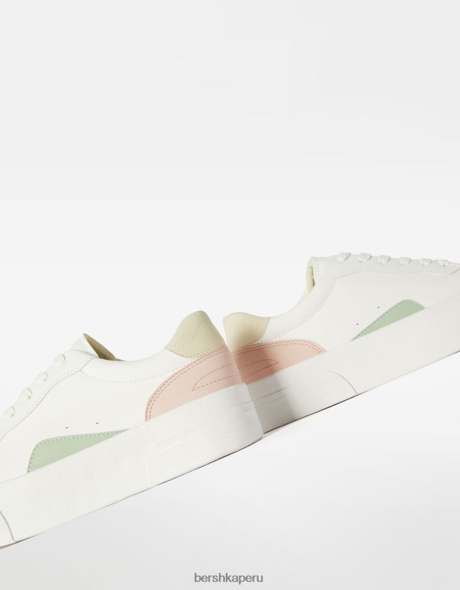 blanco Bershka mujer tenis con plataforma en contraste 806J6B2124