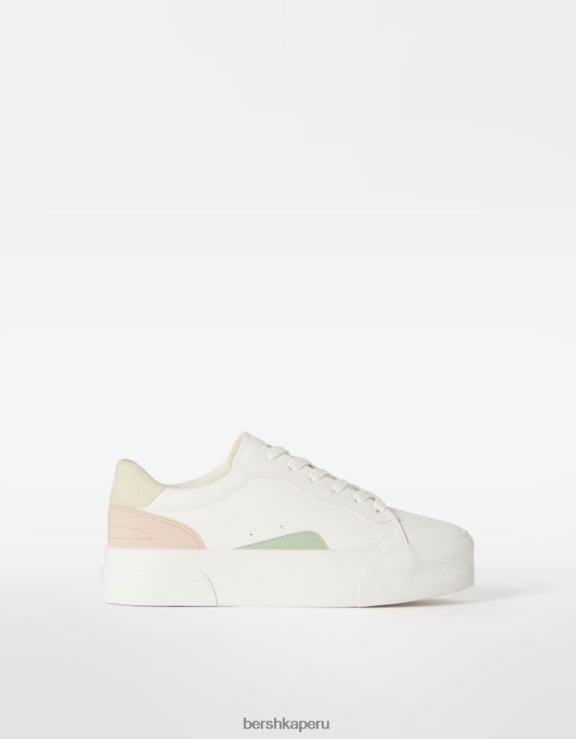 blanco Bershka mujer tenis con plataforma en contraste 806J6B2124
