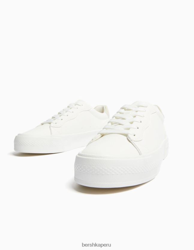 blanco Bershka mujer tenis con plataforma en contraste 806J6B2129