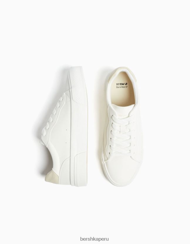 blanco Bershka mujer tenis con plataforma en contraste 806J6B2129