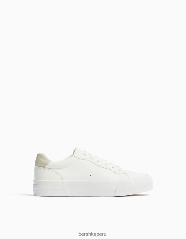 blanco Bershka mujer tenis con plataforma en contraste 806J6B2129