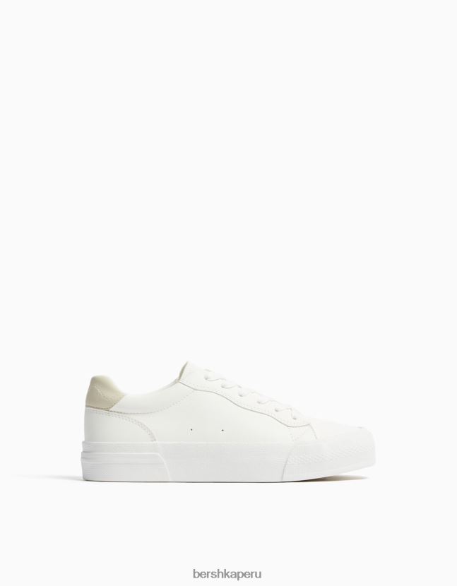 blanco Bershka mujer tenis con plataforma en contraste 806J6B2129