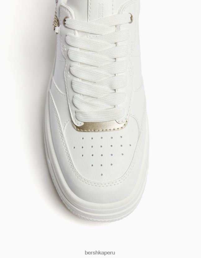 blanco Bershka mujer tenis con plataforma y detalle de cadena 806J6B2122