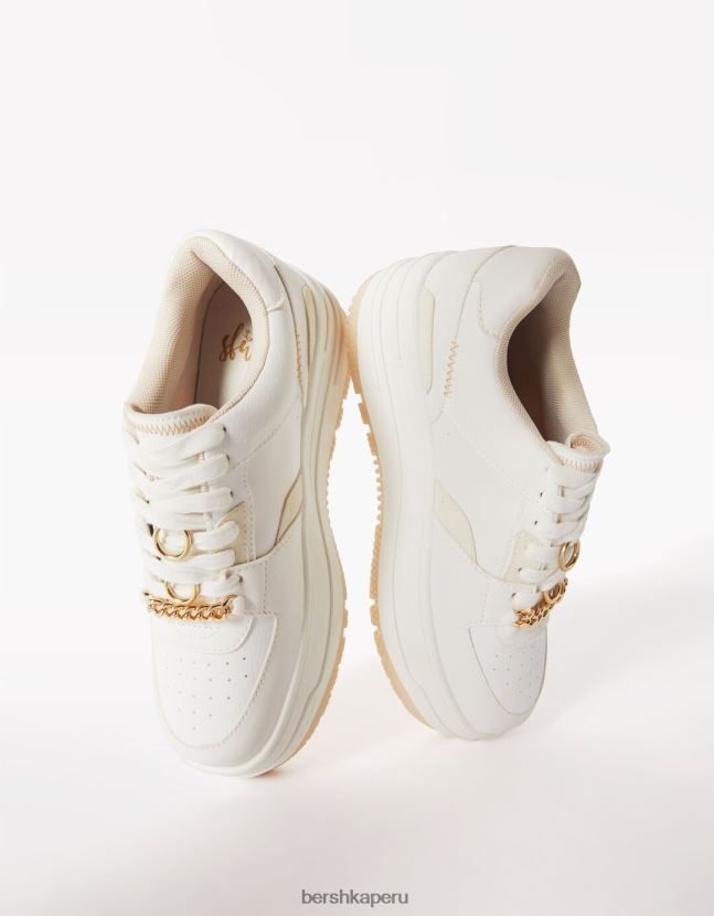 blanco Bershka mujer tenis con plataforma y pedrería 806J6B2102