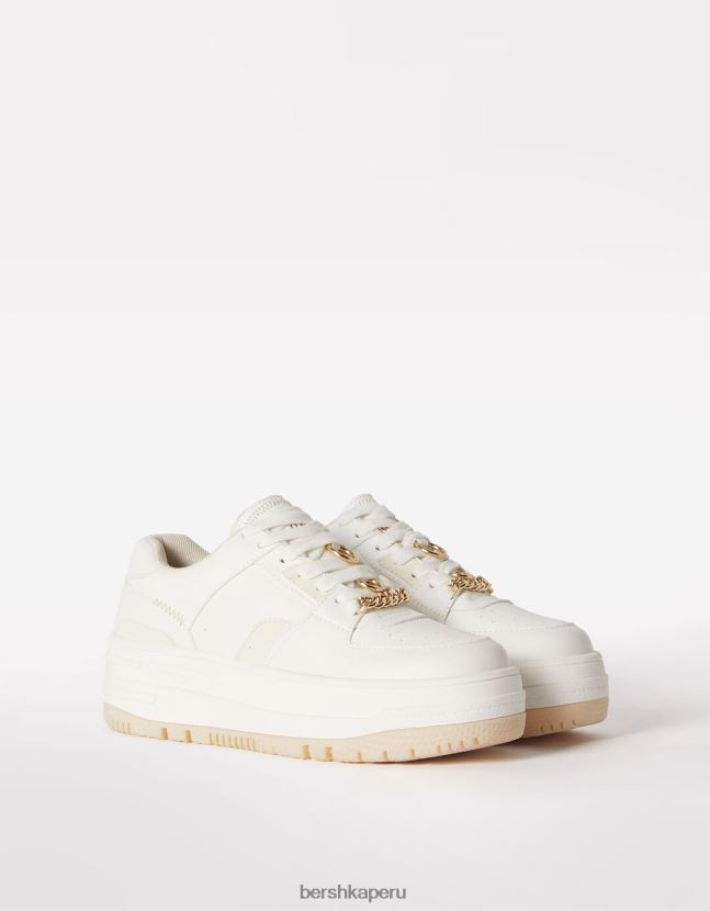 blanco Bershka mujer tenis con plataforma y pedrería 806J6B2102