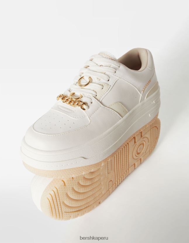 blanco Bershka mujer tenis con plataforma y pedrería 806J6B2102